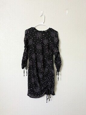 Top Shop Black Star-Print Ruched Mini Dress